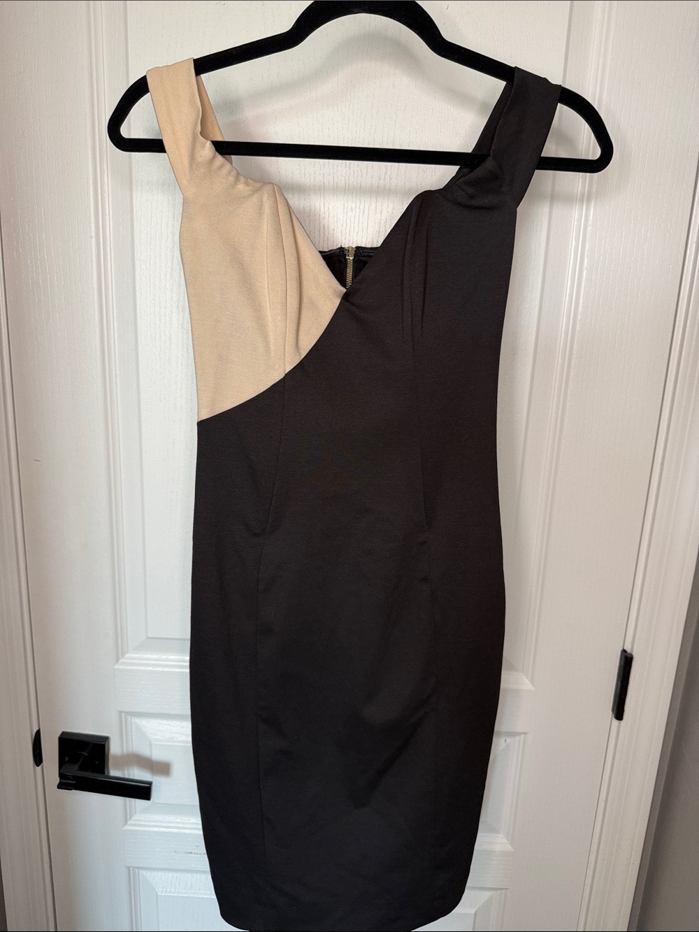 House of CB Black and Beige Color Block Mini Dress